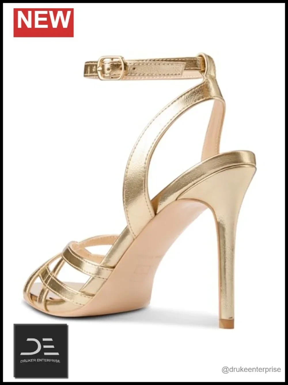 Women's Stiletto High Heel Round Toe Strappy Slingback Ankle Strap Sandals